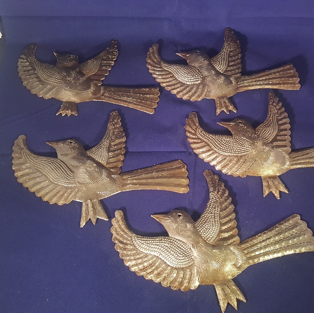 Set of 5 Birds Metal Art Home and Garden decor